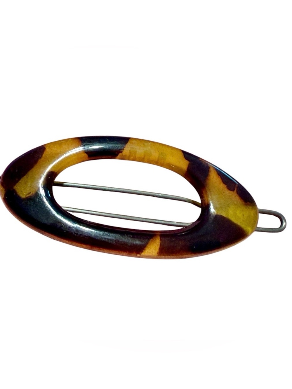 1960’s Vintage Tortoiseshell Oval French Hair Barrette Clip, Deadstock Unworn